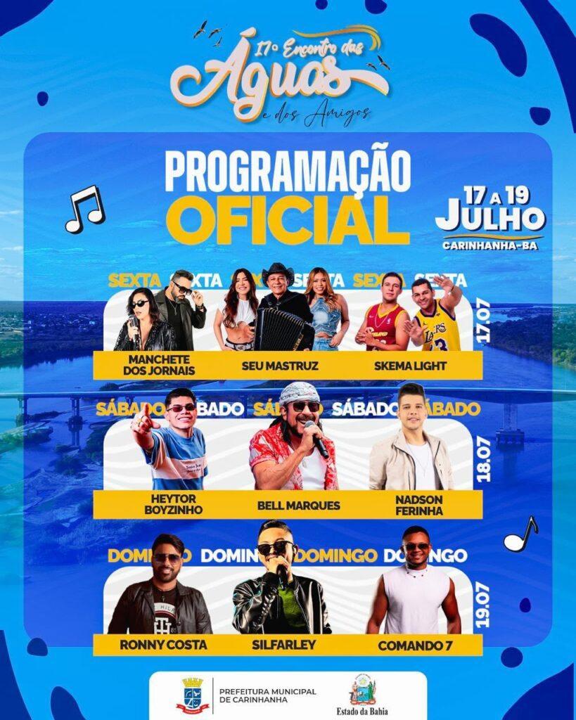 É oficial! Carinhanha revela a programação completa do Encontro das Águas 2026
